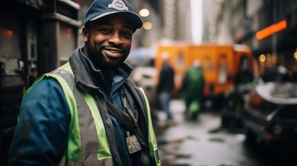 Fototapeta premium Confident African-American Businessman Walking at Night in the City