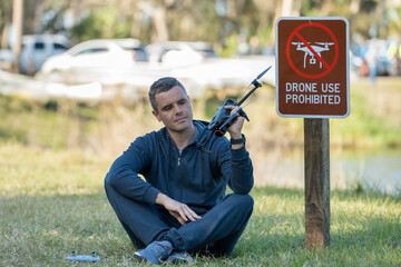 Man is going to fly his quadcopter in no drone area. Operator unlawfully using his UAS in state...