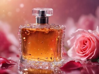 Obraz na płótnie Canvas Perfume bottles, cosmetic packaging, Generative AI