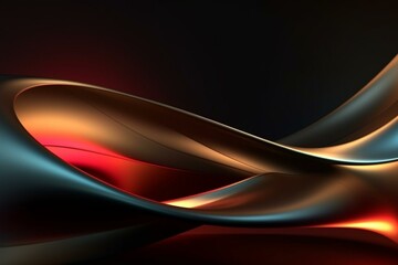 Smooth-edged abstract shape with lighting and 3D rendering. Elegant line background. Generative AI