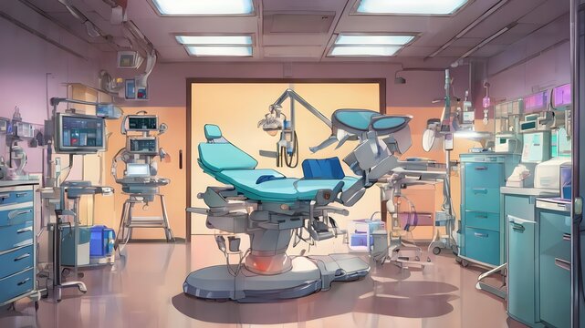 Anime style operating room.Generative AI