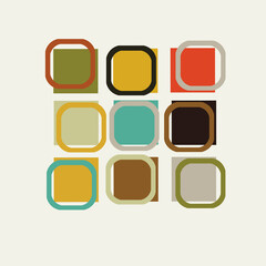 A Mid-Century Wall Art Design often embodies sleek, minimalistic elegance with a touch of retro flair. The composition typically features geometric shapes like circles, rectangles, and abstract forms 