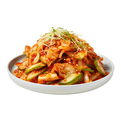 plate of kimchi isolated on white background, ai generated - obrazy, fototapety, plakaty