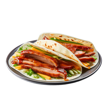 sliced classic peking duck isolated on white background, ai generated