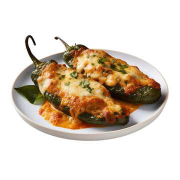 chiles rellenos isolated on white background, ai generated
