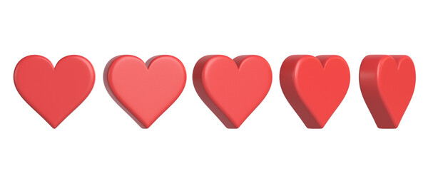 Set of aces cards symbols isolated on white background. Heart icon. 3D render illustration