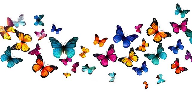 colorful butterflies isolated on white