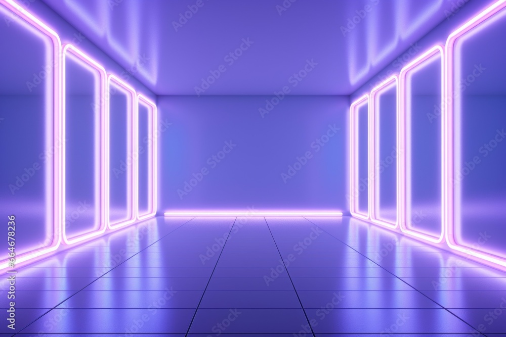 Aufkleber empty room with futuristic neon light. background with selective focus and copy space