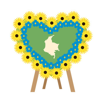 flowers fair silleta with colombian map in heart shape