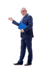 Old businessman isolated on white