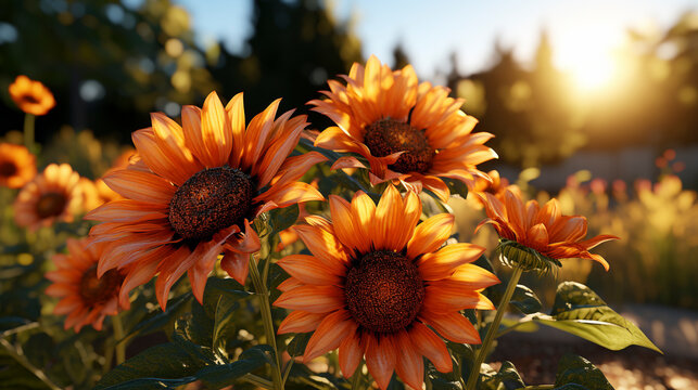 Sunflowers photo in a city UHD wallpaper Stock Photographic Image