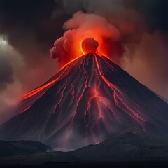 background illustration of an erupting volcano - obrazy, fototapety, plakaty