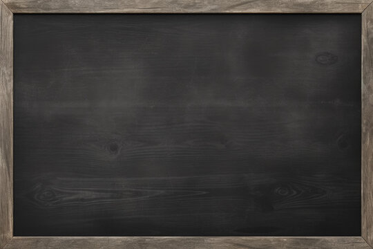 School Chalk Board, Black Vintage Distressed Texture, Wooden Frame, Classroom Writing Backdrop, Retro Aged Surface, Teaching Material, Antique Scratched Lesson Background. Generative AI.