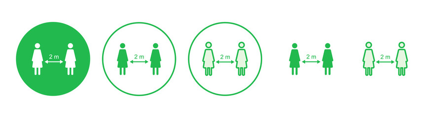 Social distancing icon set. social distance icon. self quarantine sign