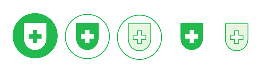 Health insurance icon set. Insurance health document icon