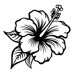 Hibiscus icon isolated on white background. Vector art. Generative Ai.