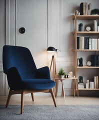 Stylish residence interior, minimalist atmosphere, decorated furniture