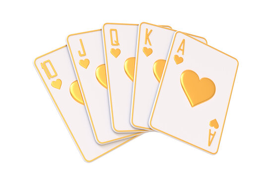 Playing cards isolated on a white background. Casino cards, blackjack, poker. 3D render illustration