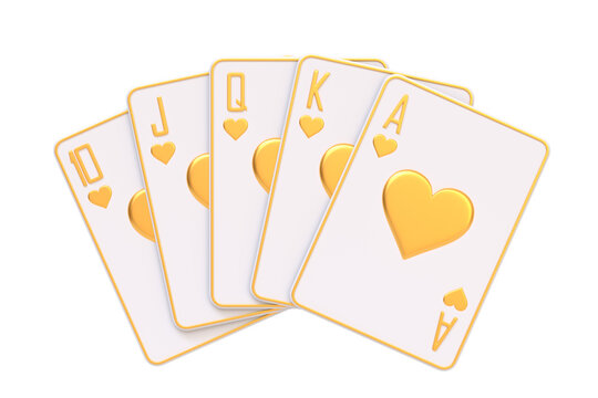 Playing cards isolated on a white background. Casino cards, blackjack, poker. 3D render illustration