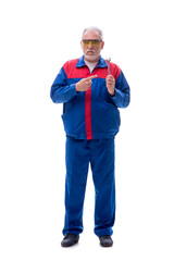 Old foreman isolated on white