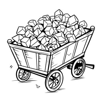 recommend clip art: Mine cart vector, diamond wagon kit, golden nuggets carriage, gold coal game trolley 
                    illustration. Mountain industry equipment, iron wheel, crystal stone, mining transportation. Mine cart clipart, Ge