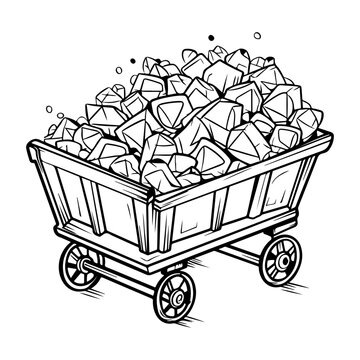 recommend clip art: Mine cart vector, diamond wagon kit, golden nuggets carriage, gold coal game trolley 
                    illustration. Mountain industry equipment, iron wheel, crystal stone, mining transportation. Mine cart clipart, Ge