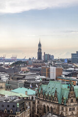 Hamburg city cityscape view in summer