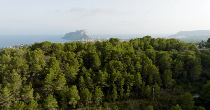 Calp Spain Establishing Aerial Shot Popular Mediterranean Tourist Destination