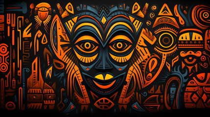 African-inspired tribal pattern design in vivid colors
