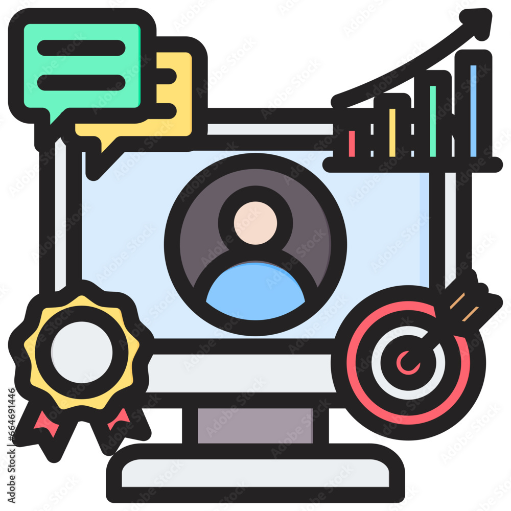 Poster crm outline color icon