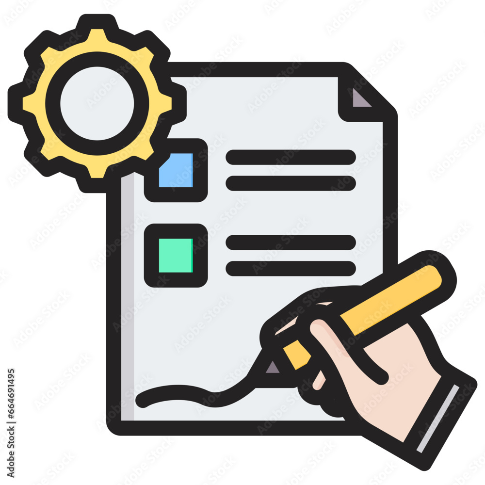 Poster contract management outline color icon