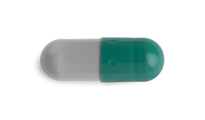 One pill isolated on white, top view