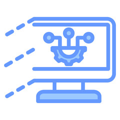 Digital Transformation Blue Icon