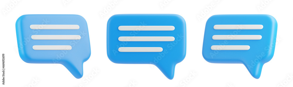 Poster speech bubble isolated on white background. chat icon set. chatting box, message box. 3d render illu