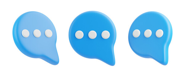 Speech bubble isolated on white background. Chat icon set. Chatting box, message box. 3D render illustration