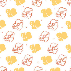 Tasty Buttery Cloud Pop Corn Snack Vector Graphic Seamless Pattern