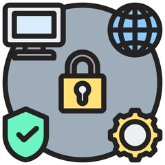 Network Secure Infrastructure Outline Color Icon