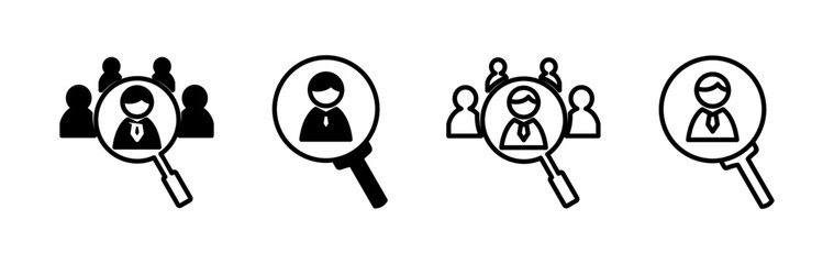 Hiring icon vector. search job vacancy icon. magnifying glass looking for people