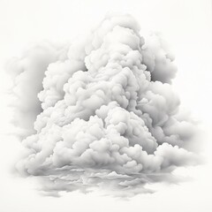  A white pencil sketch of clouds white background. Generative AI.