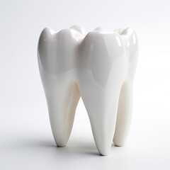  A white tooth stark white background. Generative AI.