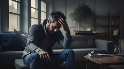 Depression and mental illness. Asian man disappoint, sad after receive bad news. Stressed boy confused with unhappy problem, arguing with girlfriend, cry and worry about unexpected work, down economy.