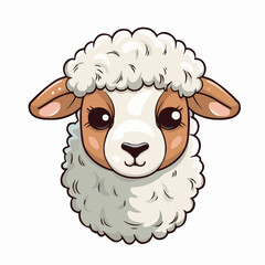 Cute Sheep Face Cartoon Vector Illustration

