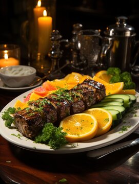 A culinary deligh featuring a grilled sirloin UHD wallpaper Stock Photographic Image
