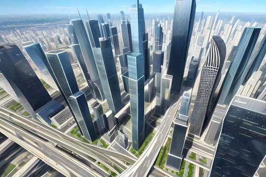 近未来都市摩天楼俯瞰