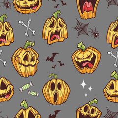 Seamless halloween pumpkin pattern