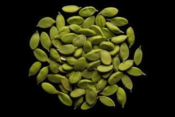 Isolated top view of pea seeds (pisum sativum). Generative AI - obrazy, fototapety, plakaty