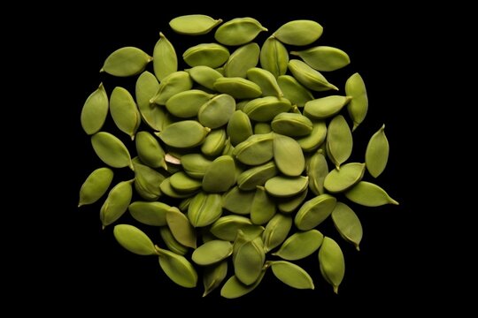 Isolated top view of pea seeds (pisum sativum). Generative AI