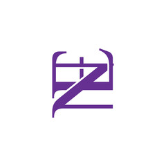 letter zw simple geometric linked logo vector