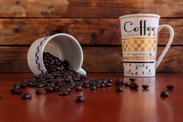 coffee beans and cup