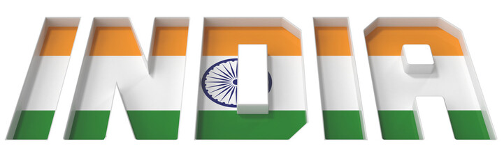 Flag with The Word INDIA Lying